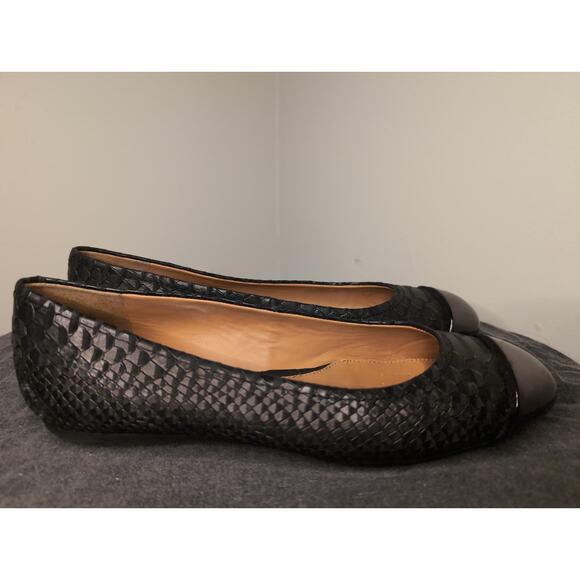 Geox metallic Lola67 leather scale snakeskin black round toe ballet flats - Picture 4 of 7